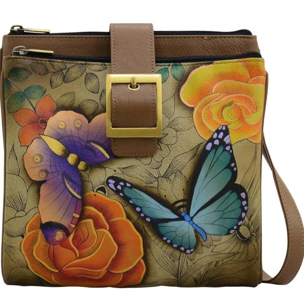 NEW Anna by Anuschka Triple Compartment Travel Organizer Genuine Leather, Hand-P